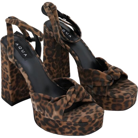 AQUA Pasha Leopard Platform Ankle Strap Sandals Women's US 9.5 - Picture 4 of 6